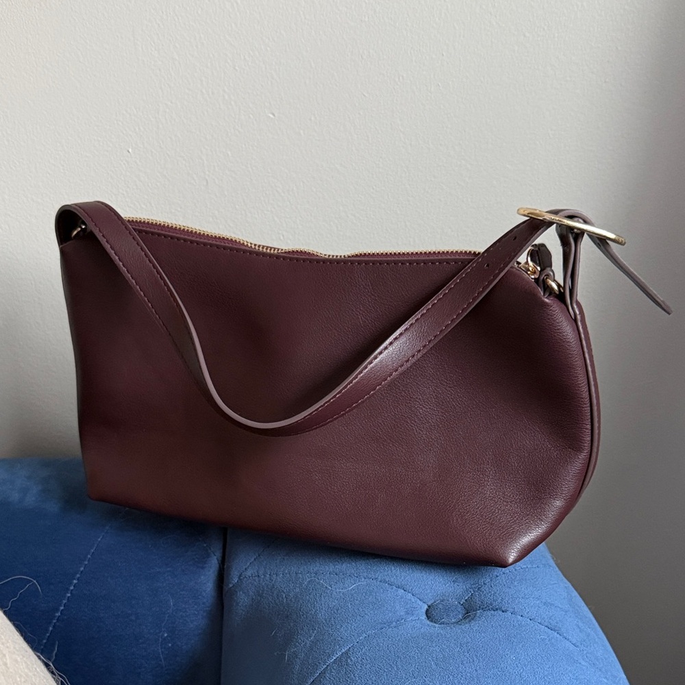 Old Navy Burgundy Shoulder Bag with Gold-Tone Hardware